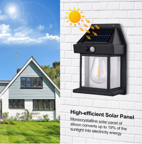 Светодиодный уличный светильник на солнечных батареях LED Solar interaction wall lamp BK-888 1W с датчиком движения, 600LM (3 режима работы) / Фонарь - лампочка